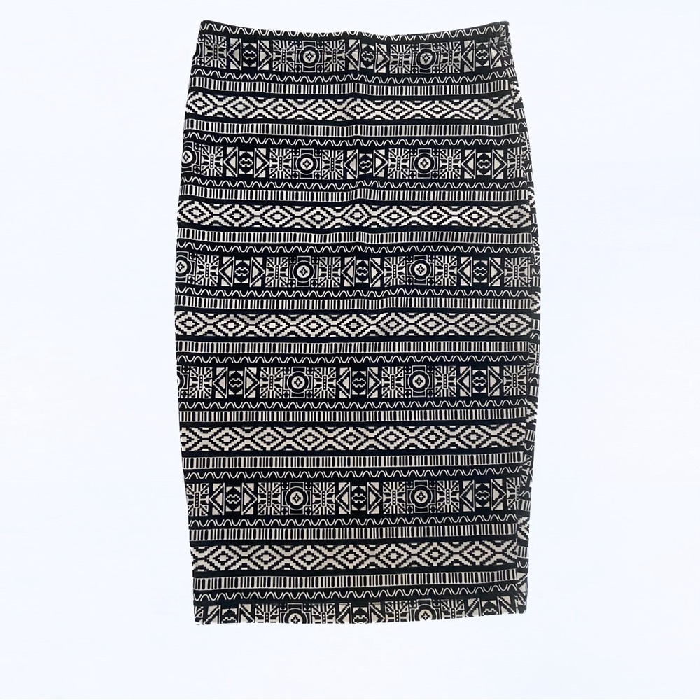 Fora Geometric Long Pencil Skirt Black Beige